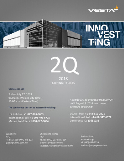 Thumbnail Vesta Real Estate Quarterly Report 2018-q2