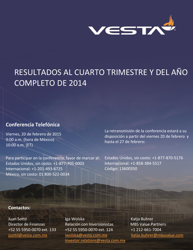 Thumbnail Vesta Real Estate Quarterly Report 2014-q4