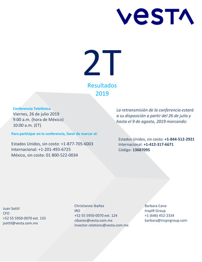 Thumbnail Vesta Real Estate Quarterly Report 2019-q2