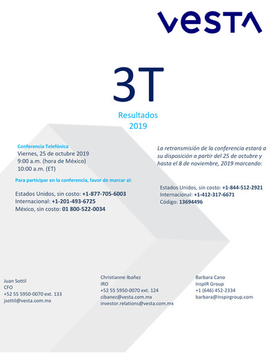 Thumbnail Vesta Real Estate Quarterly Report 2019-q3