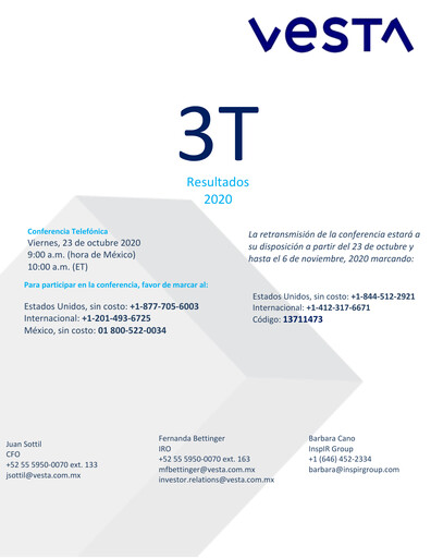 Thumbnail Vesta Real Estate Quarterly Report 2020-q3
