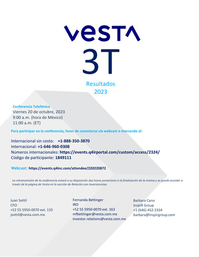 Thumbnail Vesta Real Estate Quarterly Report 2023-q3