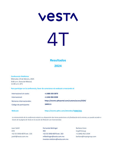 Thumbnail Vesta Real Estate Quarterly Report 2024-q4