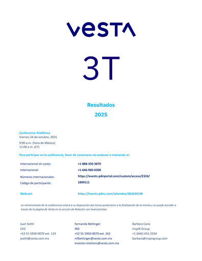 Thumbnail Vesta Real Estate Quarterly Report 2025-q3