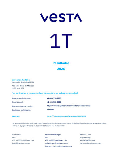 Thumbnail Vesta Real Estate Quarterly Report 2026-q1