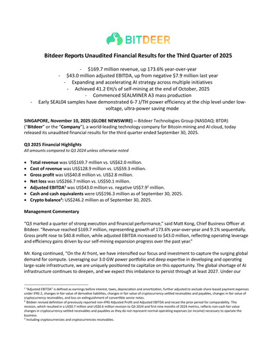 Thumbnail Bitdeer Technologies Group Quarterly Report 2025-q3