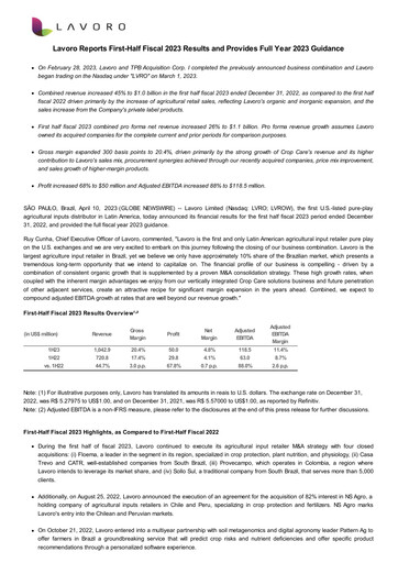 Thumbnail Lavoro Half-year Report 2023