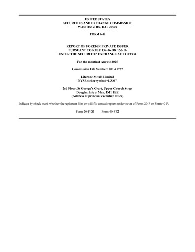 Thumbnail Lifezone Metals Half-year Report 2025-h1