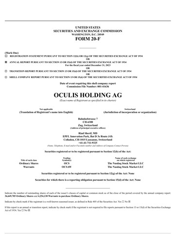 Thumbnail Oculis Holding AG Annual Report 2023