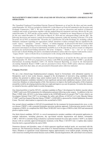 Thumbnail Oculis Holding AG Financial Report 2024-9m