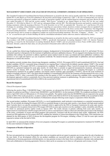 Thumbnail Oculis Holding AG Financial Report 2025-h1