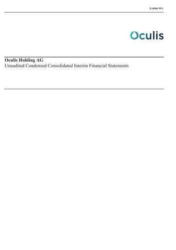 Miniature Oculis Holding AG Rapport semestriel 2024-h1