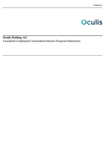 Miniature Oculis Holding AG Rapport trimestriel 2025-q1