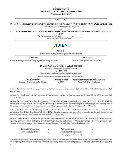 Thumbnail Adient
 Annual Report 2025