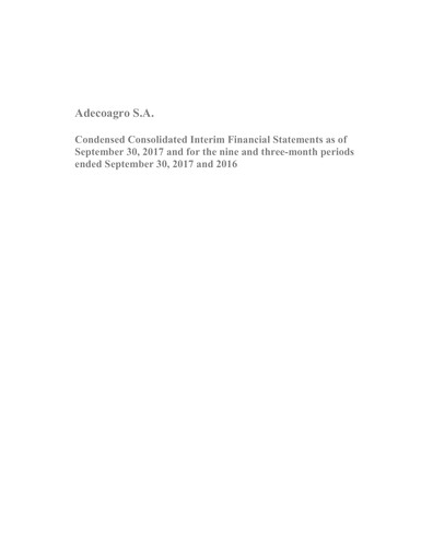 Miniature Adecoagro Bilan financier 2017-9m
