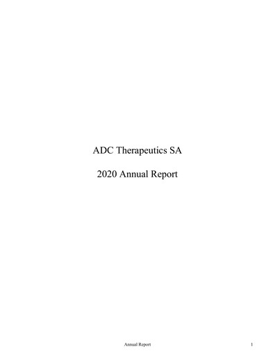 Thumbnail ADC Therapeutics Annual Report 2020