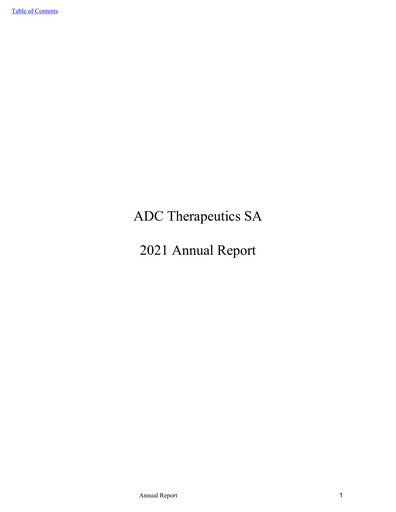 Thumbnail ADC Therapeutics Annual Report 2021