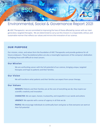Thumbnail ADC Therapeutics ESG Report 2021