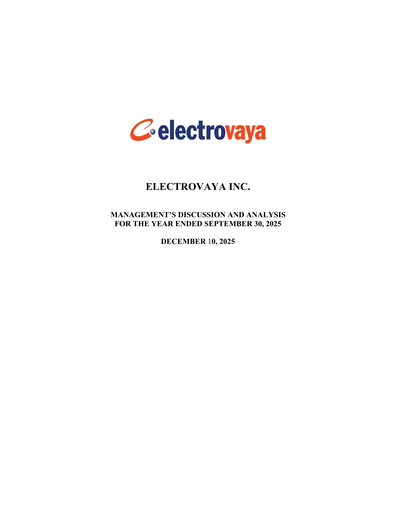 Vorschaubild Electrovaya Finanzbericht fy2025