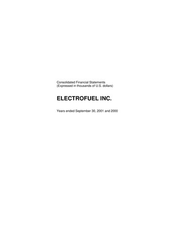 Thumbnail Electrovaya Financial Statement fy2001