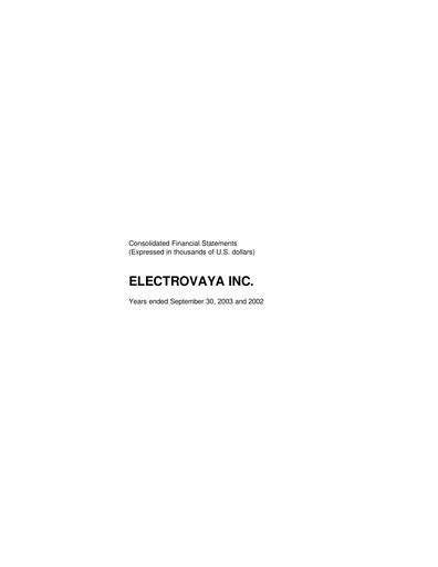 Thumbnail Electrovaya Financial Statement fy2003
