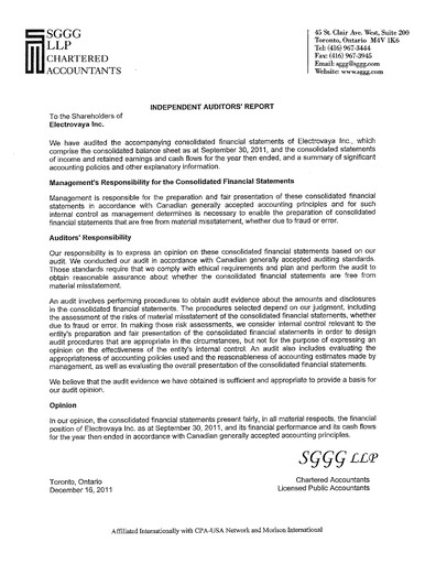 Thumbnail Electrovaya Financial Statement fy2011