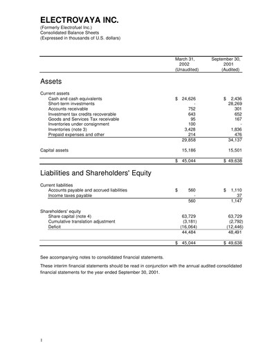 Thumbnail Electrovaya Quarterly Report fy2002-q2