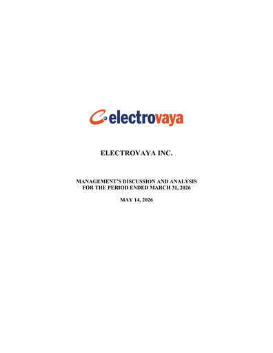 Vorschaubild Electrovaya Quartalsbericht fy2026-q2