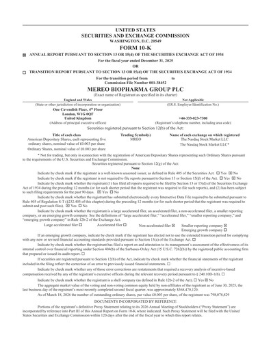 Thumbnail Mereo BioPharma Group Annual Report 2025