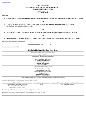 Thumbnail LightInTheBox Holding Annual Report 2019