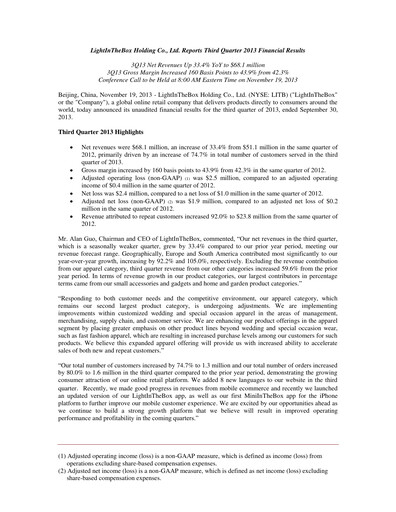 Miniature LightInTheBox Holding Rapport trimestriel 2013-q3