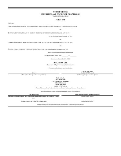 Miniature BioLineRx Rapport annuel 2024