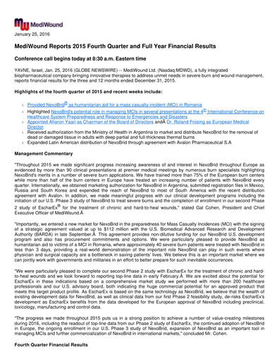 Thumbnail MediWound Financial Report 2015