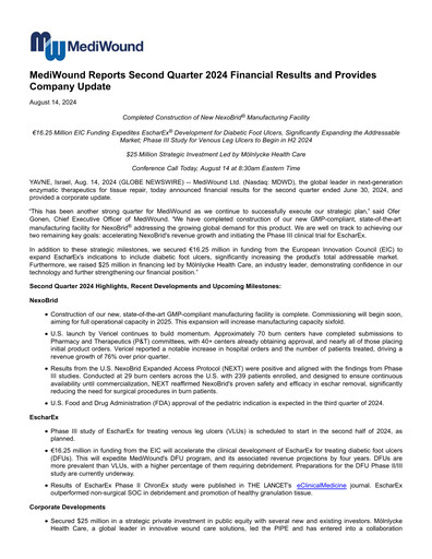 Thumbnail MediWound Financial Report 2024-q2