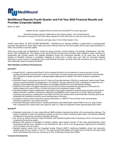 Thumbnail MediWound Financial Report 2024