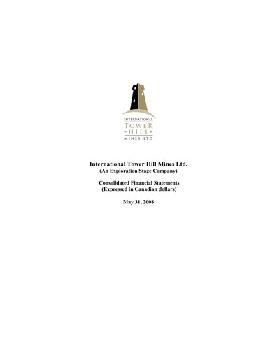 Thumbnail International Tower Hill Mines Financial Statement fy2008