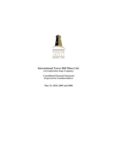 Thumbnail International Tower Hill Mines Financial Statement fy2010
