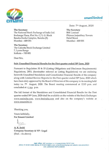 Thumbnail Emami Quarterly Report 2020-q1