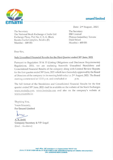 Thumbnail Emami Quarterly Report 2021-q1