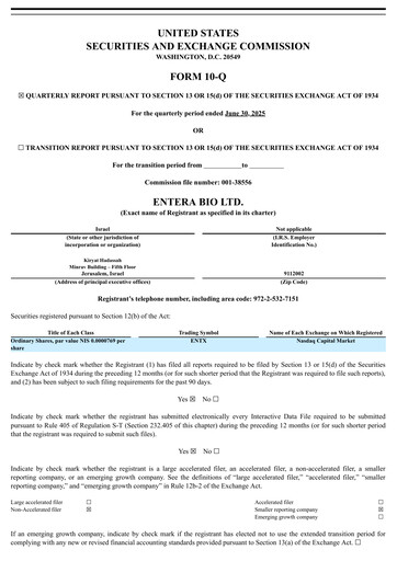 Thumbnail Entera Bio Quarterly Report 2025-q2