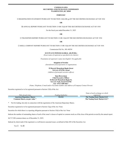 Miniature Eco Wave Power Global Rapport annuel 2025