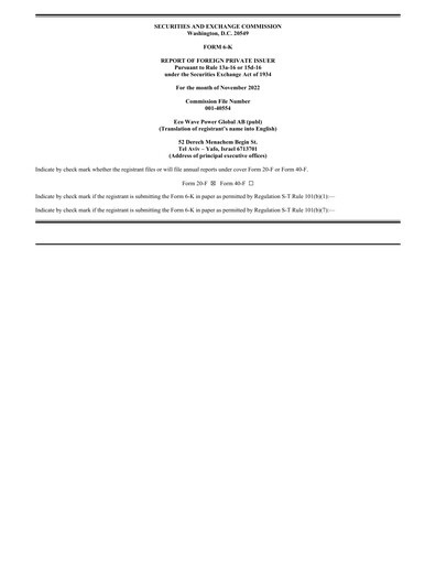 Thumbnail Eco Wave Power Global Financial Report 2022-q3