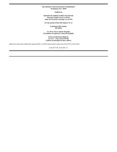 Thumbnail Eco Wave Power Global Financial Report 2023-q1