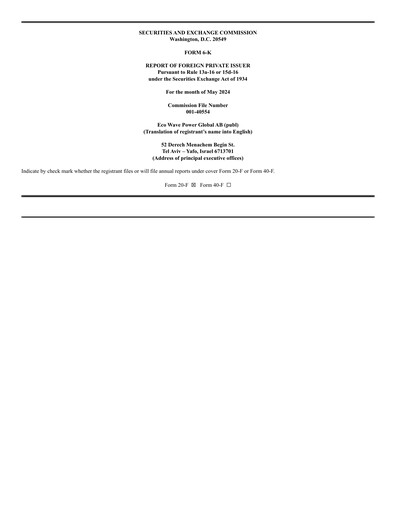 Thumbnail Eco Wave Power Global Financial Report 2024-q1