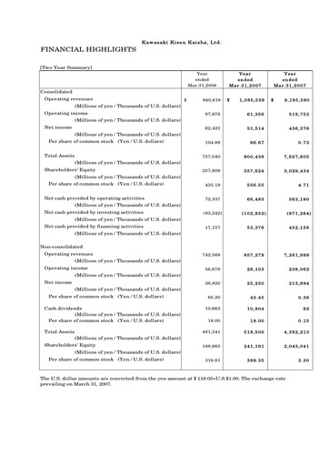 Vorschaubild “K” Line
 Finanzbericht 2006