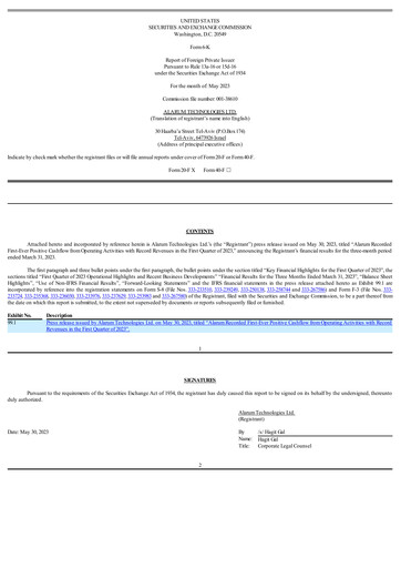 Thumbnail Alarum Technologies Quarterly Report 2023-q1