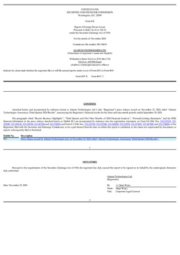 Thumbnail Alarum Technologies Quarterly Report 2024-q3