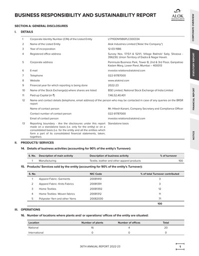 Thumbnail Alok Industries Sustainability Report 2022-2023