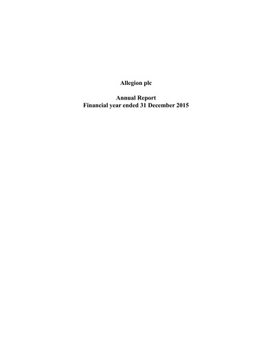 Thumbnail Allegion
 Financial Statement 2015