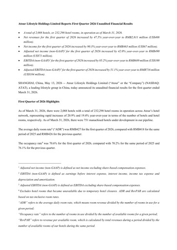 Miniature Atour Lifestyle Rapport trimestriel 2026-q1